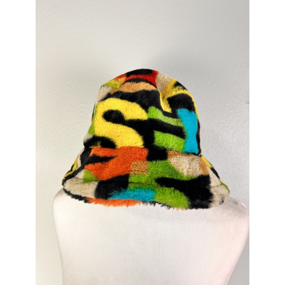 FURRY BUCKET HAT Unisex One Size Adjustable Multicolor Y2K‎